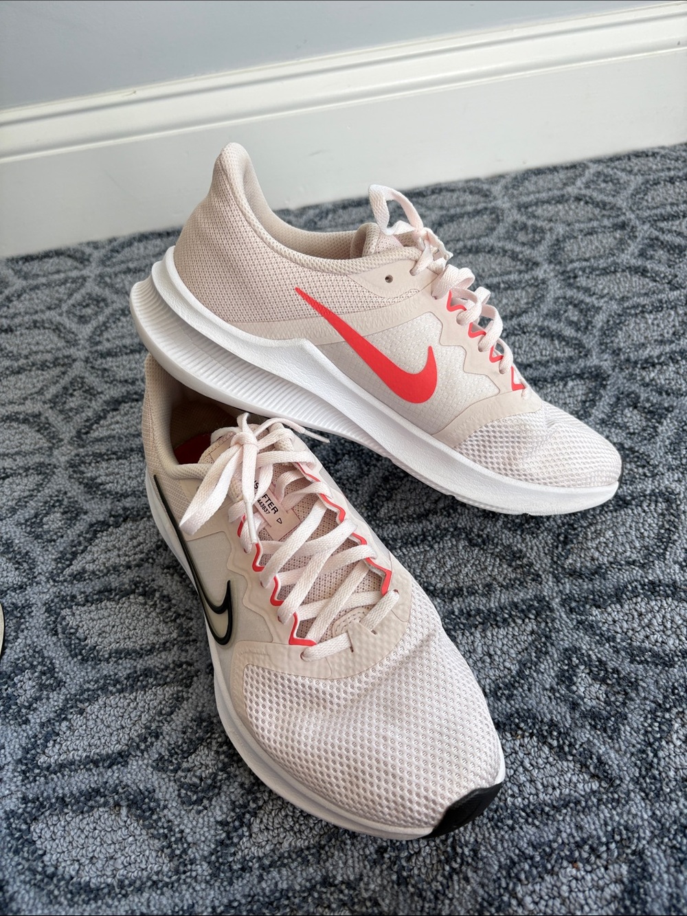Nike Women’s Sneakers in Light Pink with Coral Swoosh DownShifter